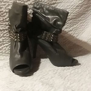 Grey booties w/ chains and studs